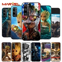 groot marvel avengers for huawei honor 30 20 10 9s 9a 9c 9x 8x max 10 9 lite 8a 7c 7a pro silicone soft black phone case