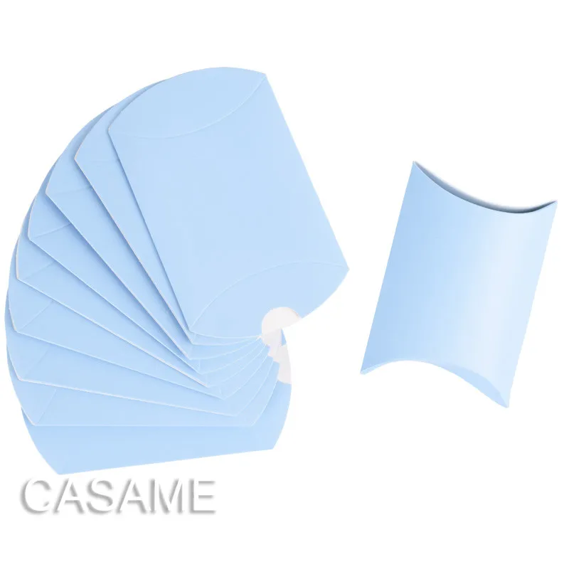 baby blue 25 шт., Подарочная коробка для конфет на подушку, новинка, бумажная подушка в форме подушки, свадебные подарочные коробки, вечерние подарочные коробки для пирога, Экологичная Подарочная коробка из крафт-бумаги - Цвет: baby blue