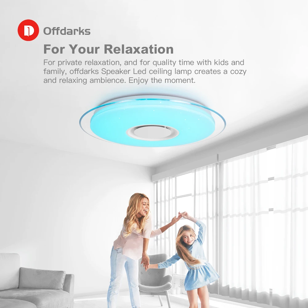 Offdarks современный светодиодный потолочный светильник Bluetooth динамик с пультом дистанционного управления приложение гостиная спальня потолочный светильник для кухни