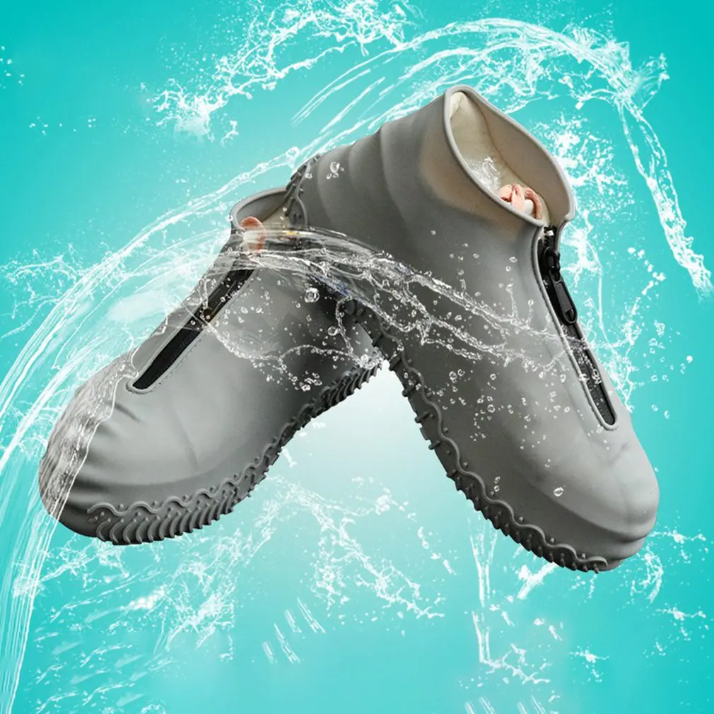 Многоразовые силиконовые водонепроницаемые чехлы для обуви на молнии, Нескользящие Чехлы для обуви от дождя, складной чехол для обуви, чехо...