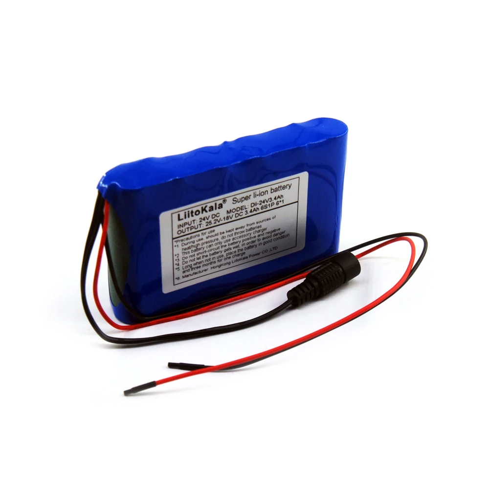 

NEW LiitoKala 24V 25.2V 3400mAh Lithium Li-ion Rechargeable Battery Pack Max 3A with built-in protection circuit board PCM