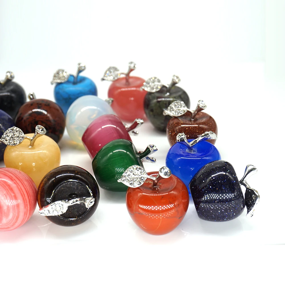 

25mm Gemstone Simulation Apple Healing Crystal Home Decoration Natural Stone Carving Room Decoration Christmas Birthday Gift
