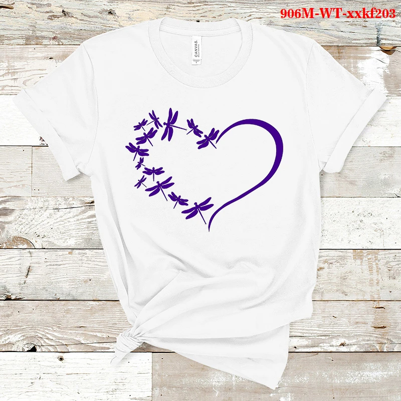 

Summer Women T Shirts Casual Dragonfly Print O-Neck Short Sleeve Loose T-Shirt Women Tops Love Shirts Plus Size Female Tshirts