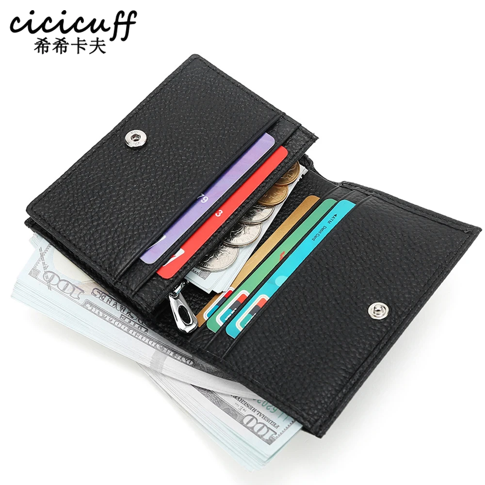 

New Women's Short Wallet Cowhide Couple Wallets Leather Driving License Card Set Men's Wallet Money Coin Bag Unisex Small Purse