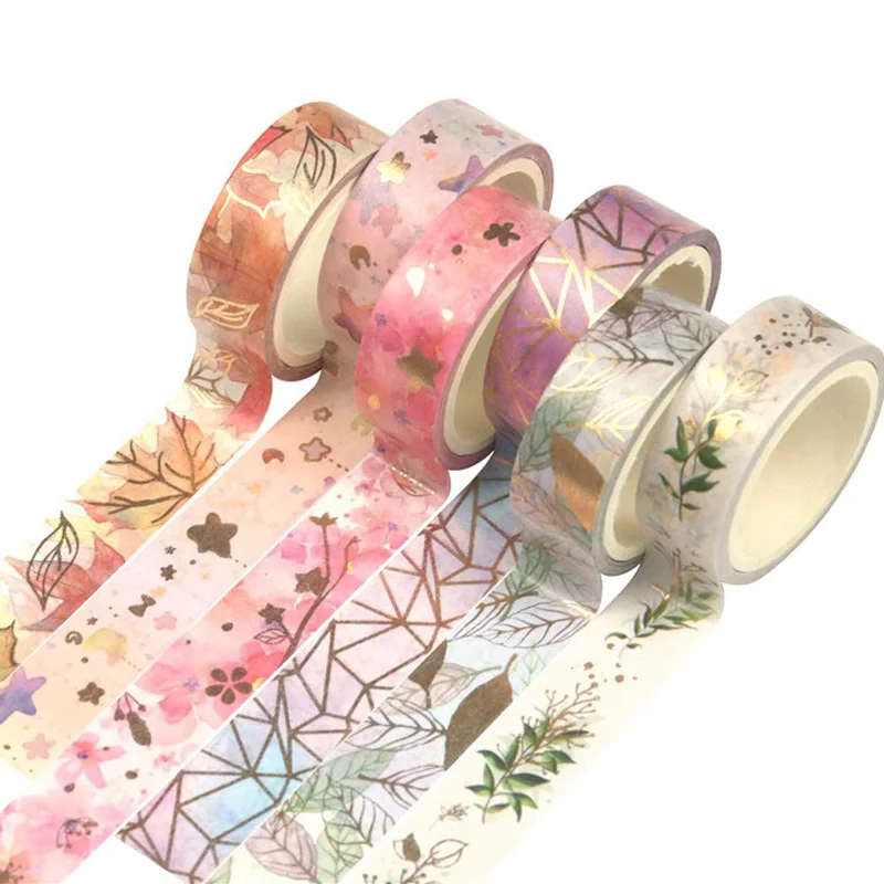 

Floral Gold Washi Tape Bullet Journals Supplies Tape Decorative Arts DIY Crafts Kawaii Planners Scrapbook Washi Tape Stickers