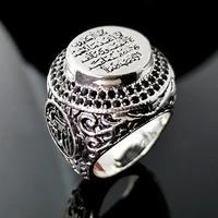 islam muslim rune pattern ring mens womens rings new fashion metal crystal inlaid big ring accessories party jewelry size 5 11
