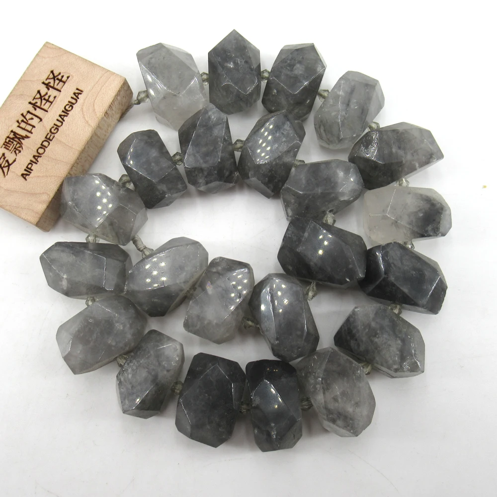 

APDGG Natural Faceted Cloudy Quartz Nugget Gemstone Loose Beads 16" Strand Jewelry Making DIY