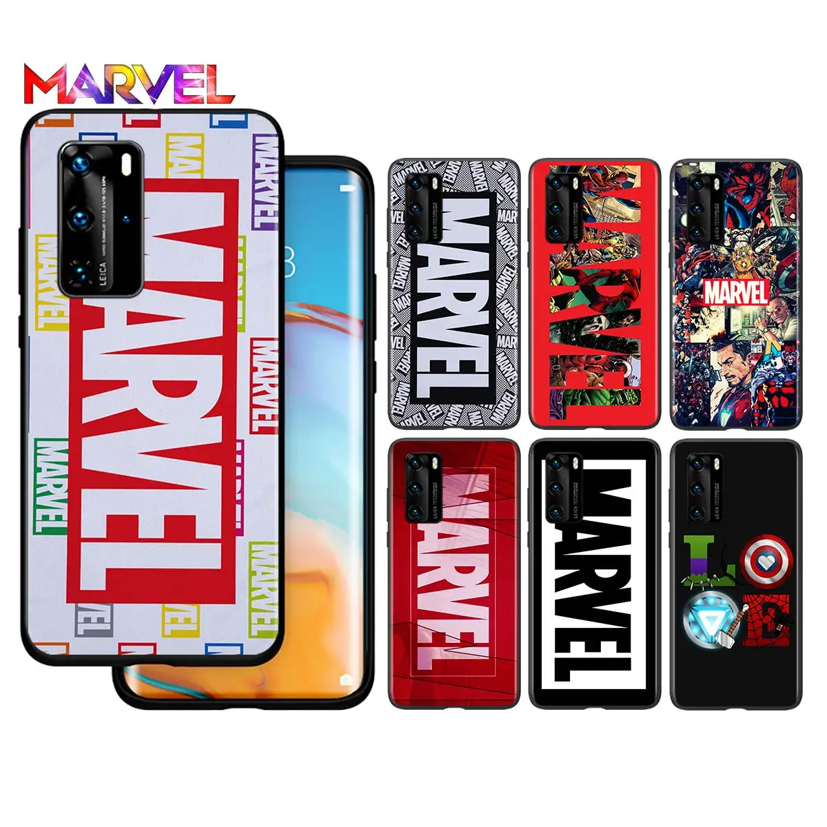 

Marvel logo cool for Huawei P50 40 P30 P20 P10 Pro Lite E Plus 4G 5G P9 P8 Lite P Smart Z S Soft Black Phone Case