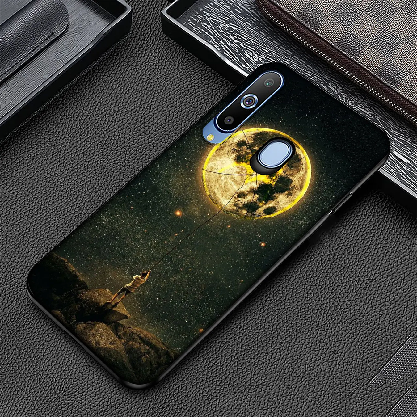 Мягкий чехол для телефона IYICAO Space Moon Cat Samsung Galaxy A51 A71 A81 A91 A41 A21 A11 A01 A2 Core J8 J7 J6 J4 Plus Prime