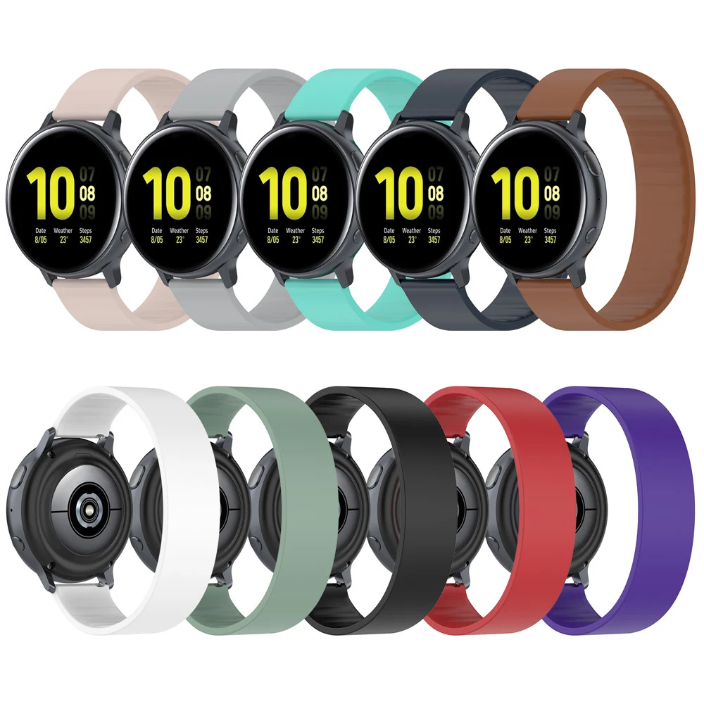 

Ремешок силиконовый для Samsung Galaxy Watch 3 Active 2 42/46 мм, мягкий эластичный резиновый браслет для Huawei GT 2/2e/pro, 18 мм 20 мм 22 мм
