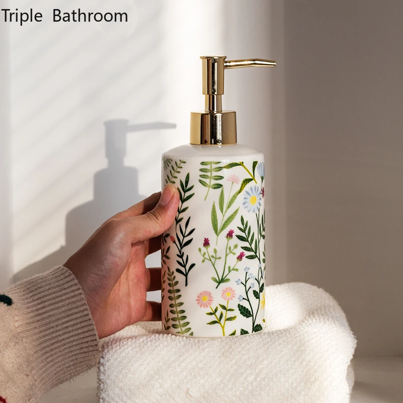

Американский Керамический Диспенсер Для дезинфицирующих средств для рук в ванную комнату, бутылка для шампуня, геля для душа, диспенсер для...