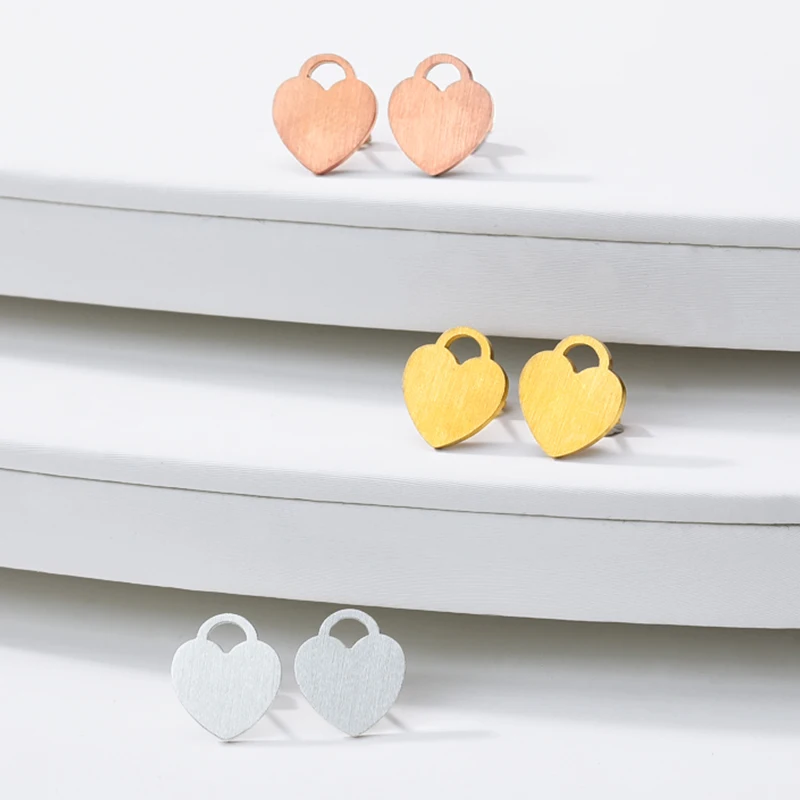 Женские серьги-гвоздики из нержавеющей стали под розовое золото и серебро |