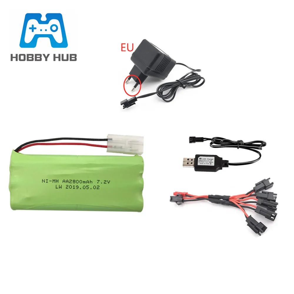 

7.2v 2800mAh NIMH Battery +7.2V Charger For RC toy Boat Car Train Truck Gun NI-MH AA 7.2V Rechargeable battery pack For rc boats