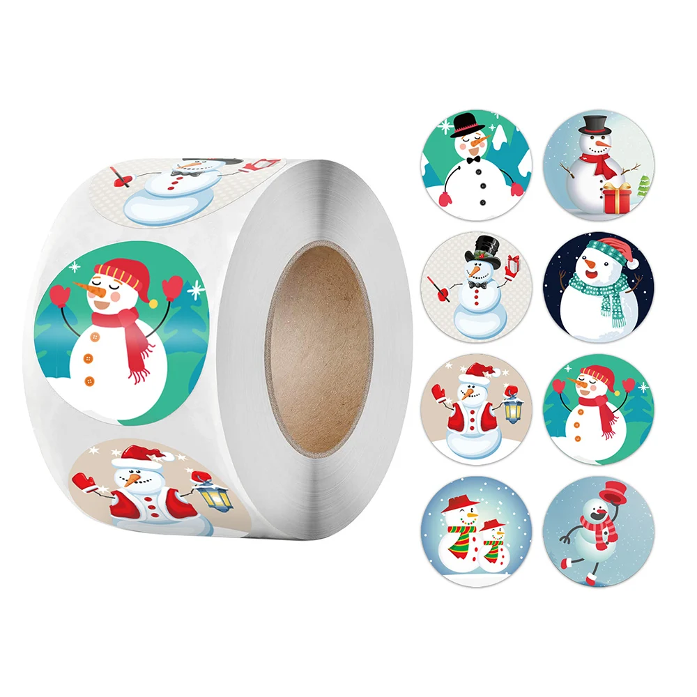 

500Pcs Merry Christmas Stickers Snowman Decorative Stickers Wrapping Gift Box Label Tags Diary Album Decoration Stationery