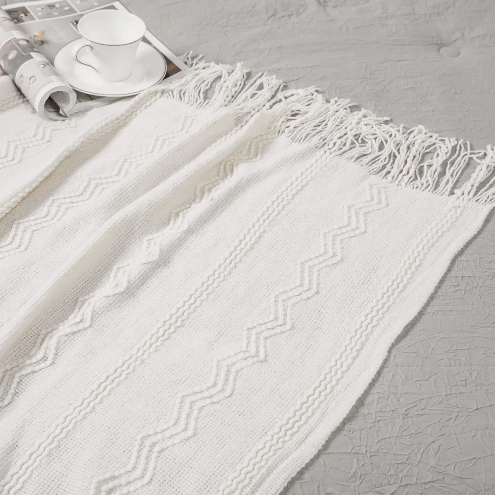 Battilo замысловатое плетеное одеяло с приподнятыми узорами и кисточками 127x152cm|blanket