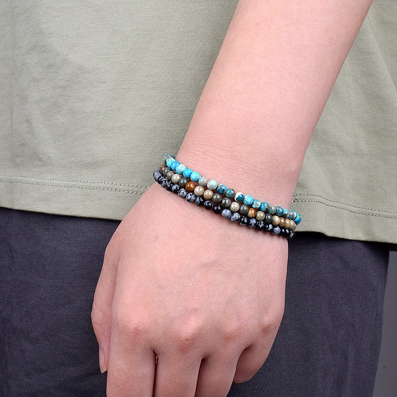 Браслеты из натурального камня для мужчин 4 мм 6 бусины эластичный браслет