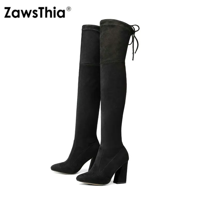 ZawsThia 2020 новые роскошные Брендовые женские сапоги из искусственной замши на