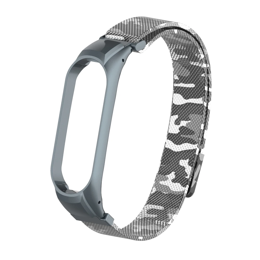 Camouflage white Браслет mi Band 4, 3, магнитный привлекательный металлический браслет и браслет для Xiaomi mi, Band 4, Смарт mi 3, 4, аксессуары, ремешок на запястье - Цвет: Camouflage white