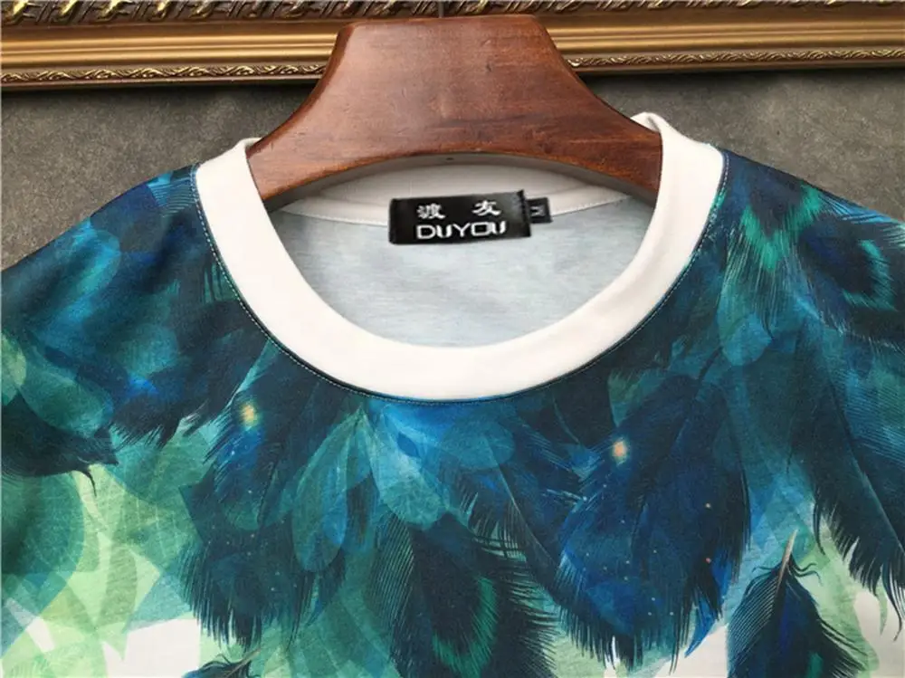 

Men's marcelo barrett Short-sleeved T-shirt Color feather oil painting Women T SHIRTS|Streetwear 2191001555