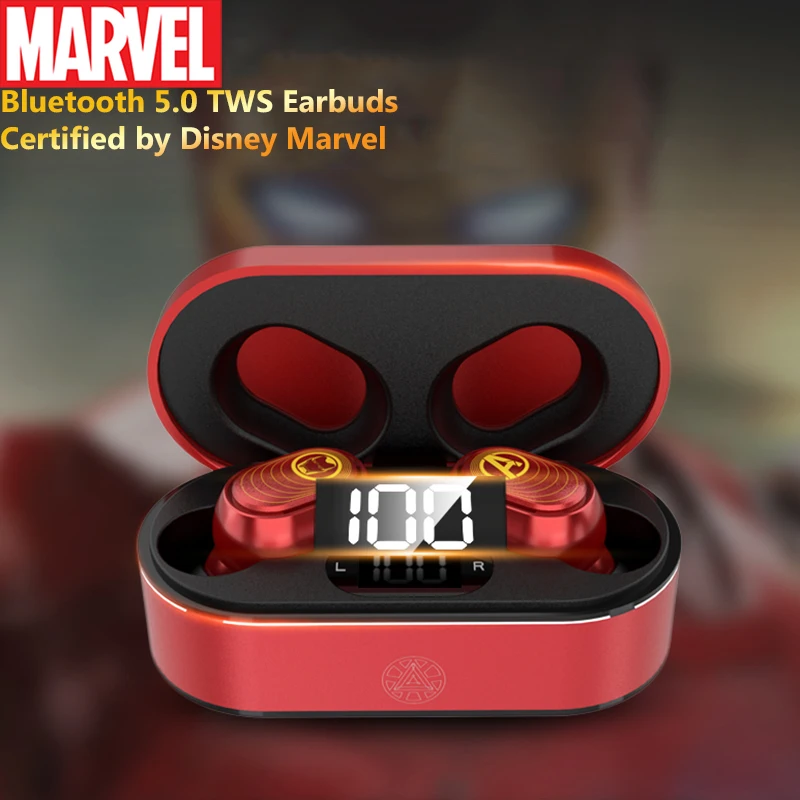 Беспроводные наушники Marvel TWS Bluetooth 5 0 зарядная станция спортивные