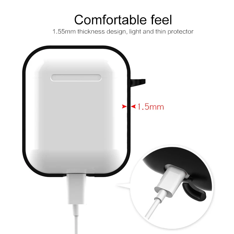 For Airpods 2 TWS Portable Silicone Case for Wireless Bluetooth Headset Protective Cover Anti-lost Earphone box Accessories | Электроника