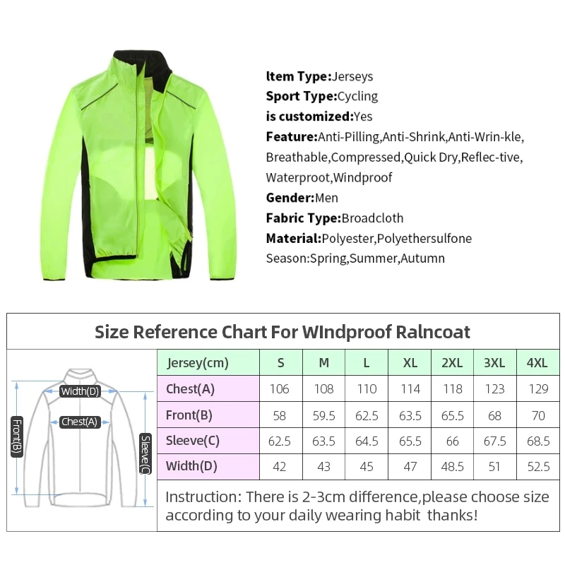 Rain Cycling Jackets Breathable Reflective Bicycle MTB Road Bike Clothing Windproof Waterproof Long Jerseys Outdoor Sport Jacket | Спорт и