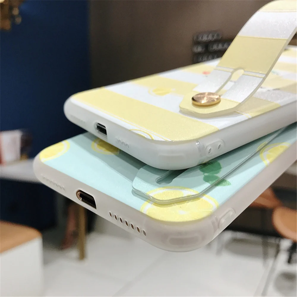 Желтая полоса для IPhone 11pro X XR XS MAX чехол телефона с ремешком на запястье