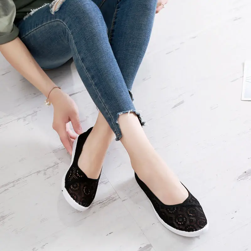 Women Casual Boat Shoes Ladies Slip On Ballet Flats Comfy Soft Zapatos Mujer Red Pink Walking Footwear 2021 Spring New Style