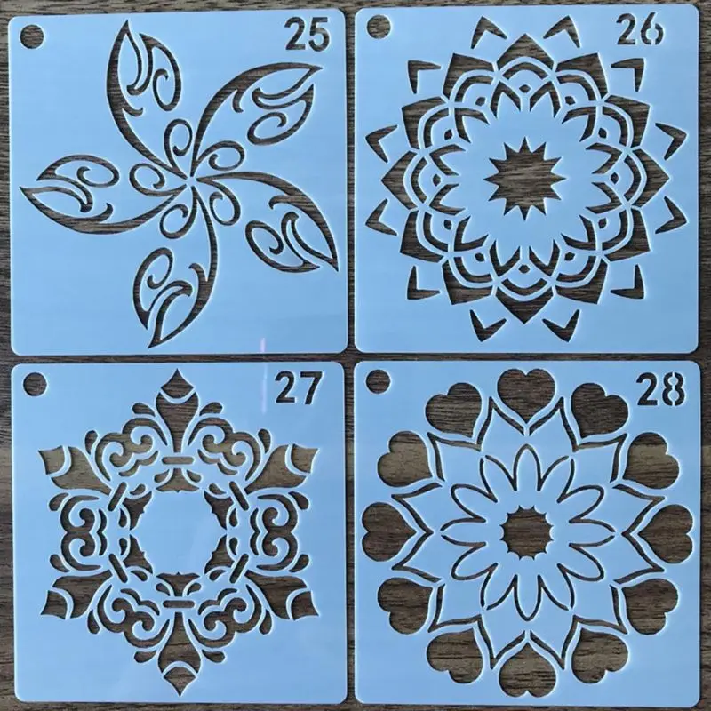 

36/56pcs Mandala Stencils DIY Drawing Template Wall Painting for Tiles Rock Scrapbooking Decor 9x9cm