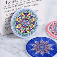 6 new patterned ceramic coasters european and american flower cork insulation mats home tea set accessories teacup mats