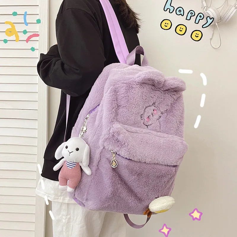 

Rucksack Female Winter Wool Cloth With Soft Nap Of Familiar And Lovely Students In The Wind Bag New Fashion Girl Leisure Backpac