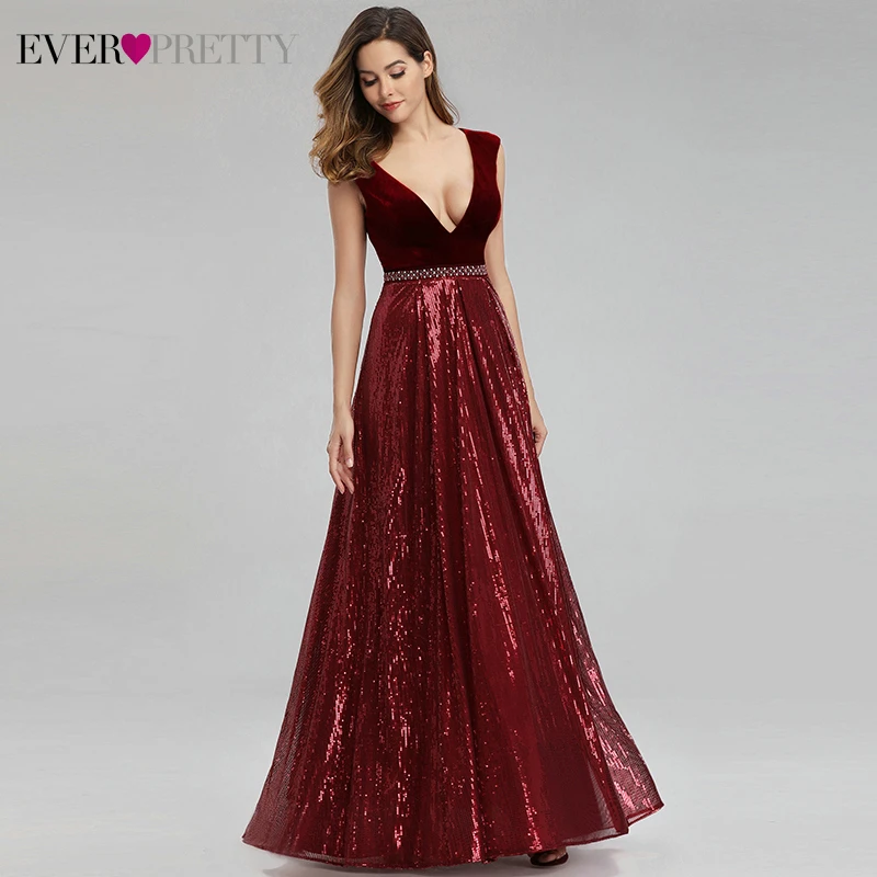 Vestidos De Festa Ever, красивое элегантное ТРАПЕЦИЕВИДНОЕ ПЛАТЬЕ С v-образным вырезом, бархатное, блестящее, с бисером, длинное официальное платье для вечеринки,, сексуальные платья для выпускного вечера