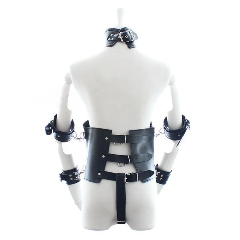 Leather Gothic Body bdsm Bondage Cage Neck Ring Handcuffs Waist Training Corsets Underbust Bustiers Hogtie Sex Jumpsuits PG0134 |