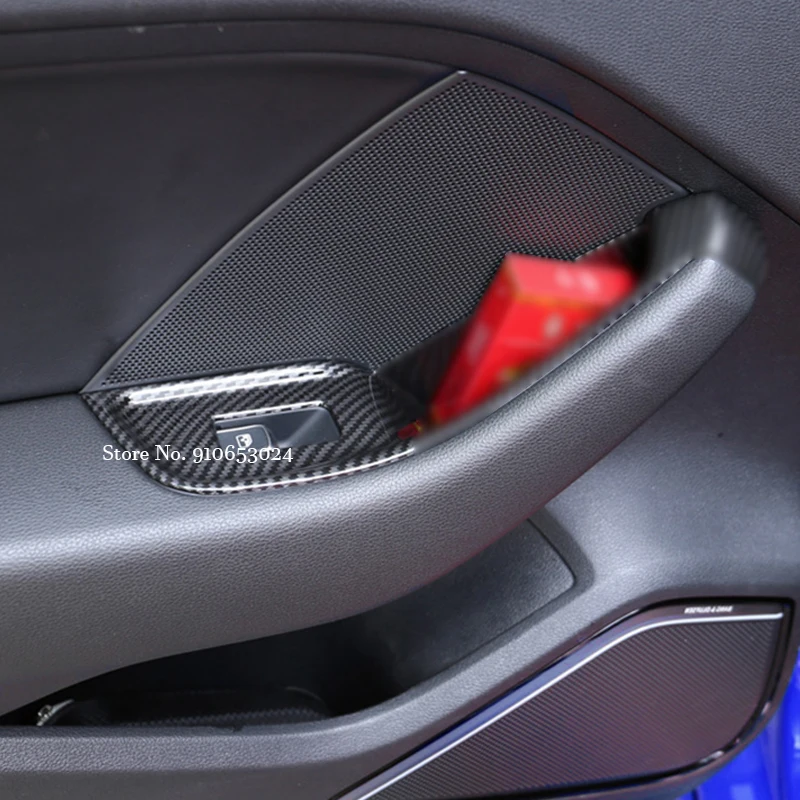 

ABS Carbon fiber For Audi A3 2020 2021 Car Accessories Inner Door Armrest Window Switch Cover Decoration Control Panel 4pcs