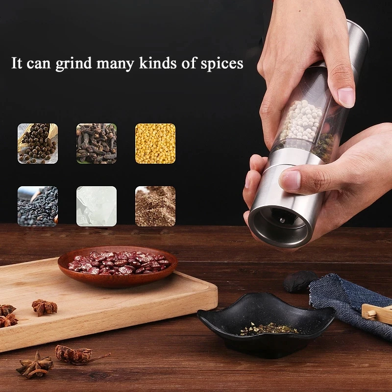 

Two-in-one Pepper Grinder Stainless Steel Manual Pepper Grinder Double-Head Pepper Grinder Seasoning Kitchen Tool Cooking Access