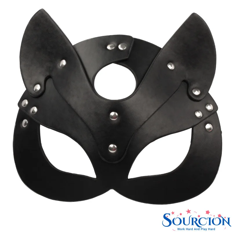 

Porn Fetish Head Mask Whip BDSM Bondage Restraints PU Leather Cat Halloween Mask Roleplay Sex Toy For Men Women Cosplay Games