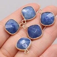 natural semi precious stones pendant blue aventurine circle gilded edge diy for jewelry making necklaces accessories gift