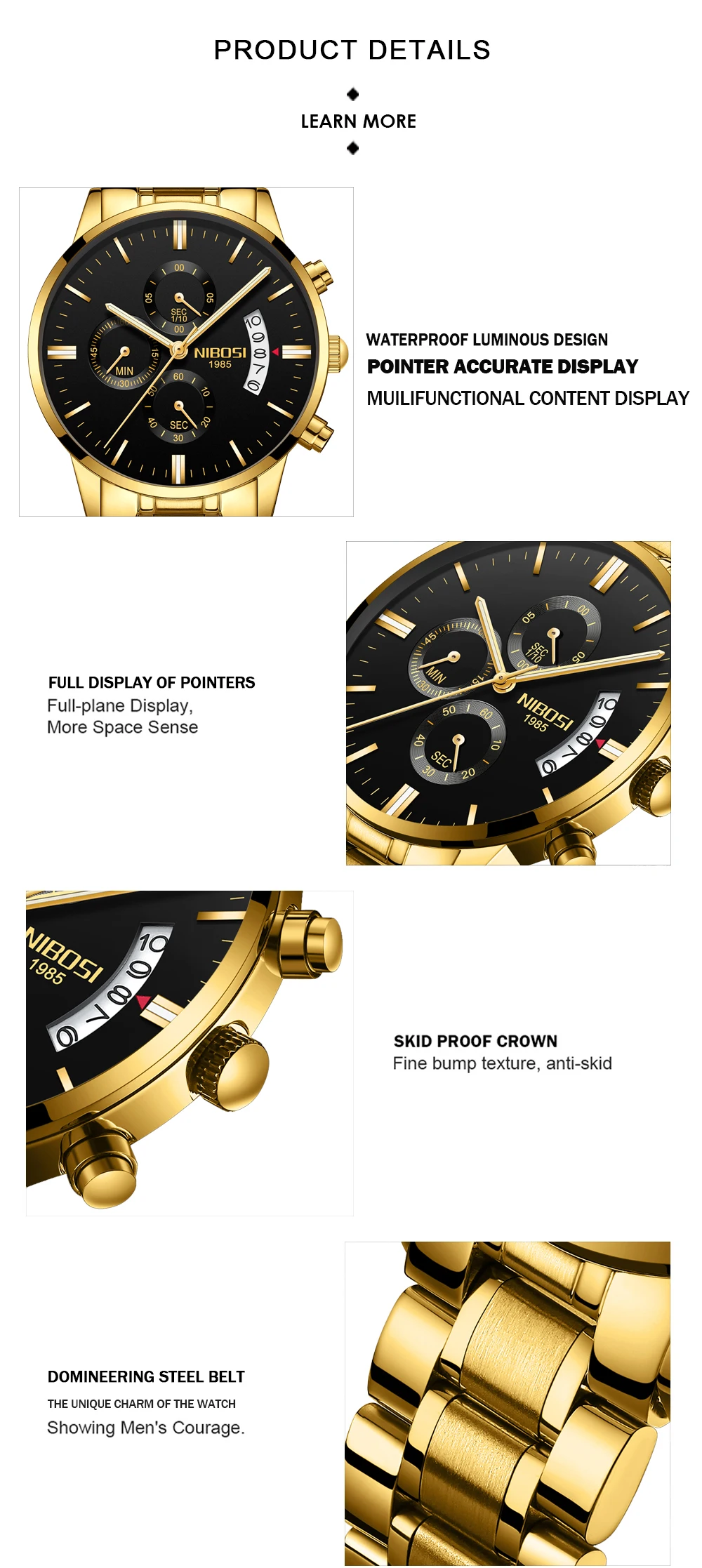 NIBOSI Relogio Masculino Luxury Men Watches Top Brand Men's Quartz Clock Waterproof Sports Chronograph Wristwatches Montre Homme