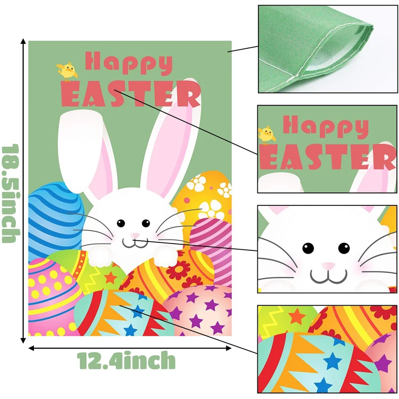 

2Pcs Happy Easter Garden Flags and Double Sided Indoor Party Decorations Flags for Celebration Festival Home Outdoor Flag Garden