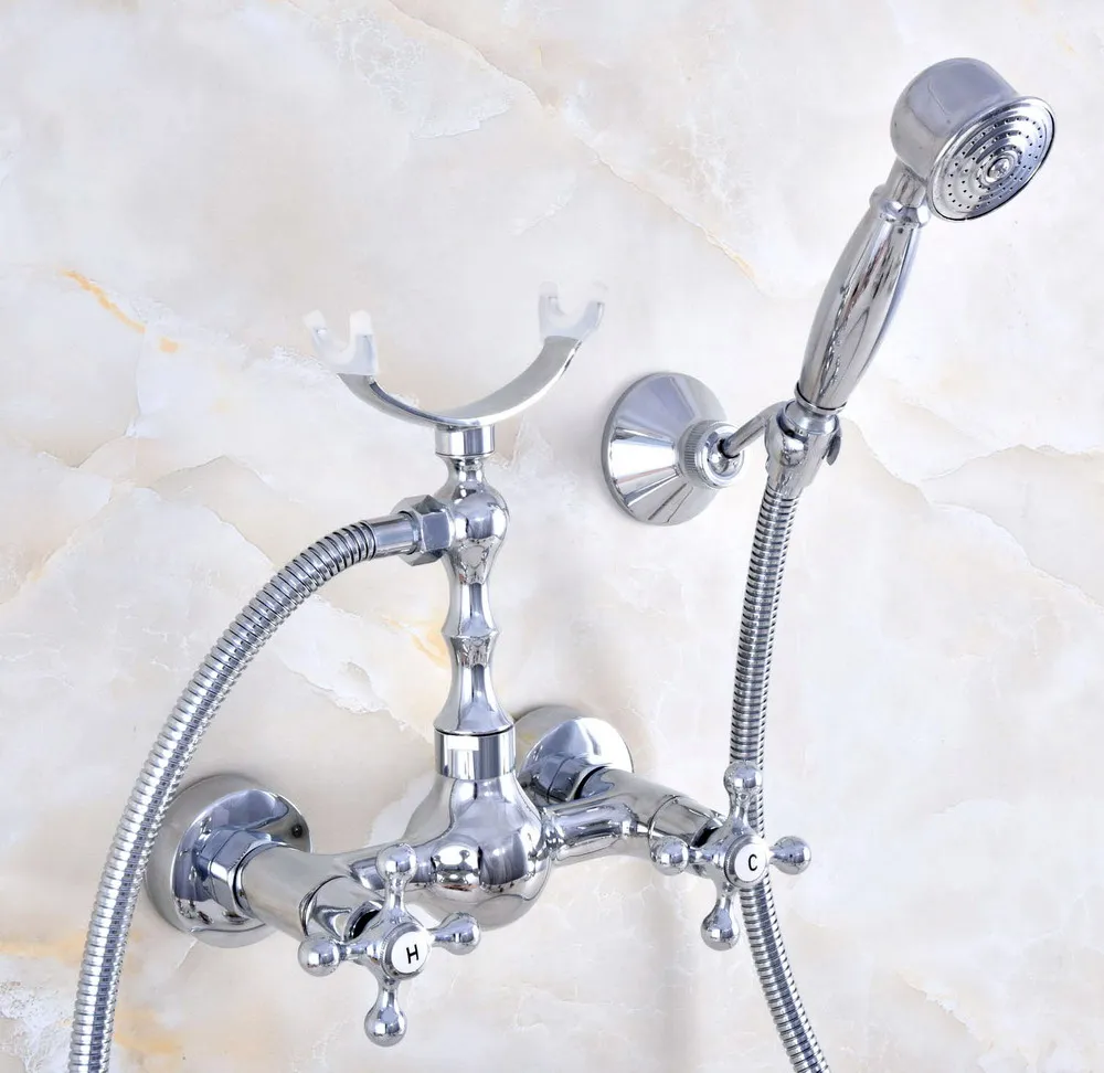 

Современный Серебристый, хромированный, латунный настенный смеситель для ванны с фотометром + шланг 1,5 м, смеситель 2na723