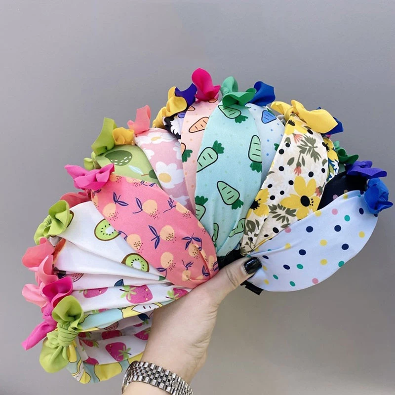 

Girls Lovely Hairbands Rabbit Ears Headbands Sweet Bow Dot Kids Hairbands Hair Accessories Children Fruit Floral Print Hair Hoop