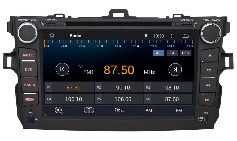 Четырехъядерный 1024*600 HD двойной 2 Din Android 5.1.1 Автомобильный GPS навигатор для Toyota Corolla
