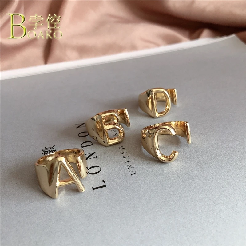 Роскошное нижнее женское/мужское кольцо BOAKO в стиле панк широкое Золотое