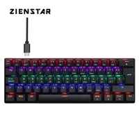 ZIENSTAR 60  Spanish Mechanical Gaming Keyboard Cyan Axis Wired Type Connector with RGB Light Keys for Desktop Gamer