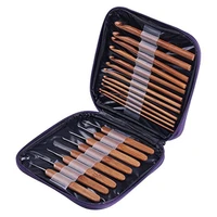 20pcsset bamboo crochet hook set diy knitting needles handle home knitting weave yarn crafts tools with storage carry bag