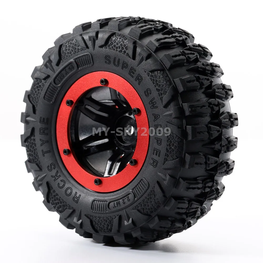 

4pcs 2.2" Beadlock Wheel Rim Hub & 120mm Tires Tyre For RC 1/10 Rock Crawler TRX-4 KM2 Axial SCX10 YETI RR10 90046 90047