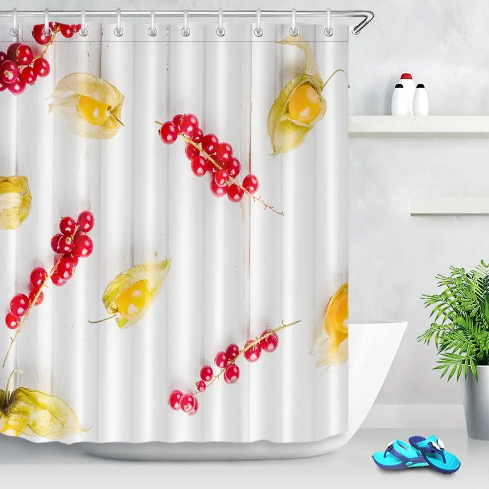 

Yellow Oranges Green Leaf Fruits Bathroom Curtain For Home Decoration Modern Waterproof Bath Shower Curtains Kids Bathtub Decor