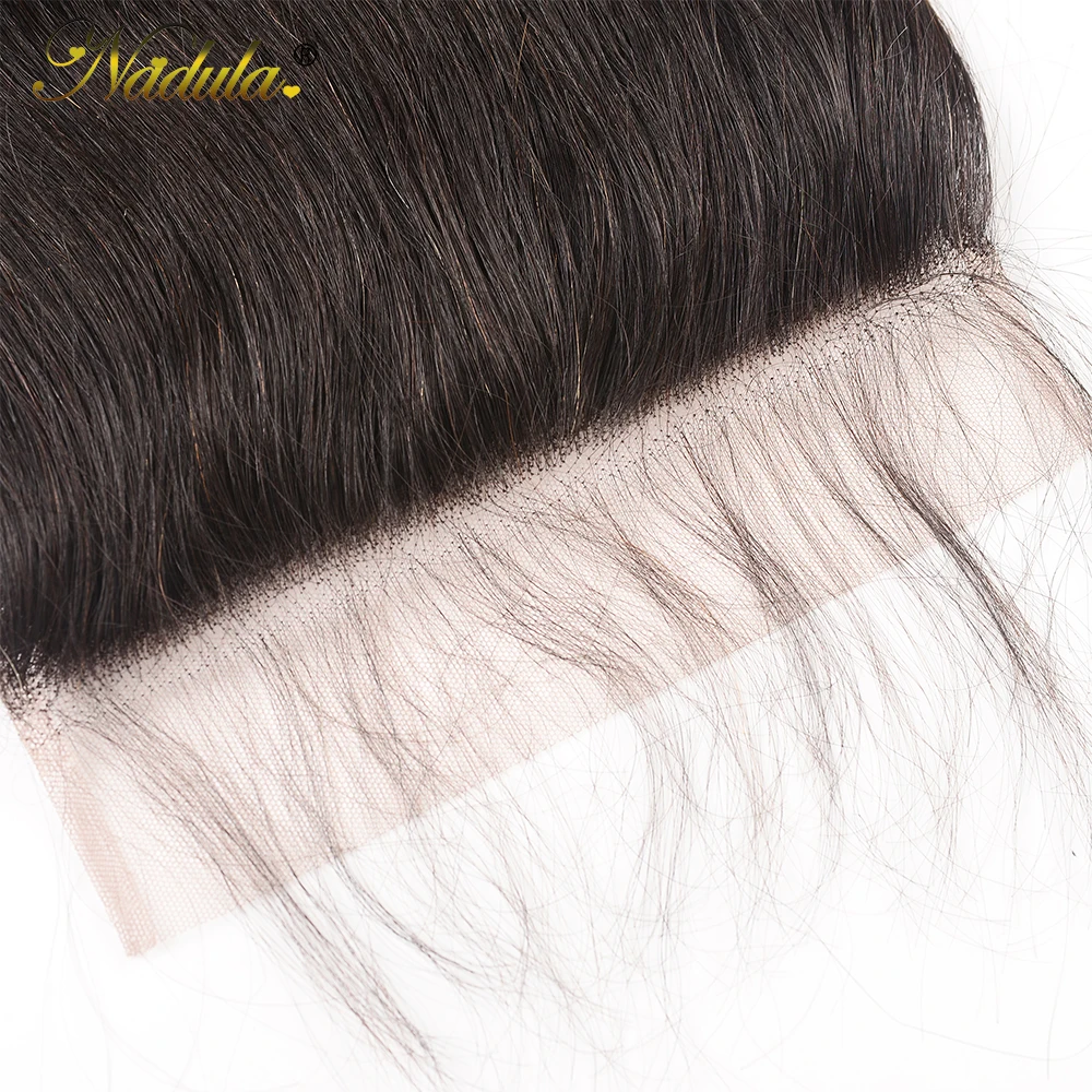 Nadula Hair 7x7 синтетическое закрытие шнурка прямые человеческие волосы с Детские волосы швейцарское кружево Средний Коричневый Бразильские Волосы Закрытие 10-18 дюймов