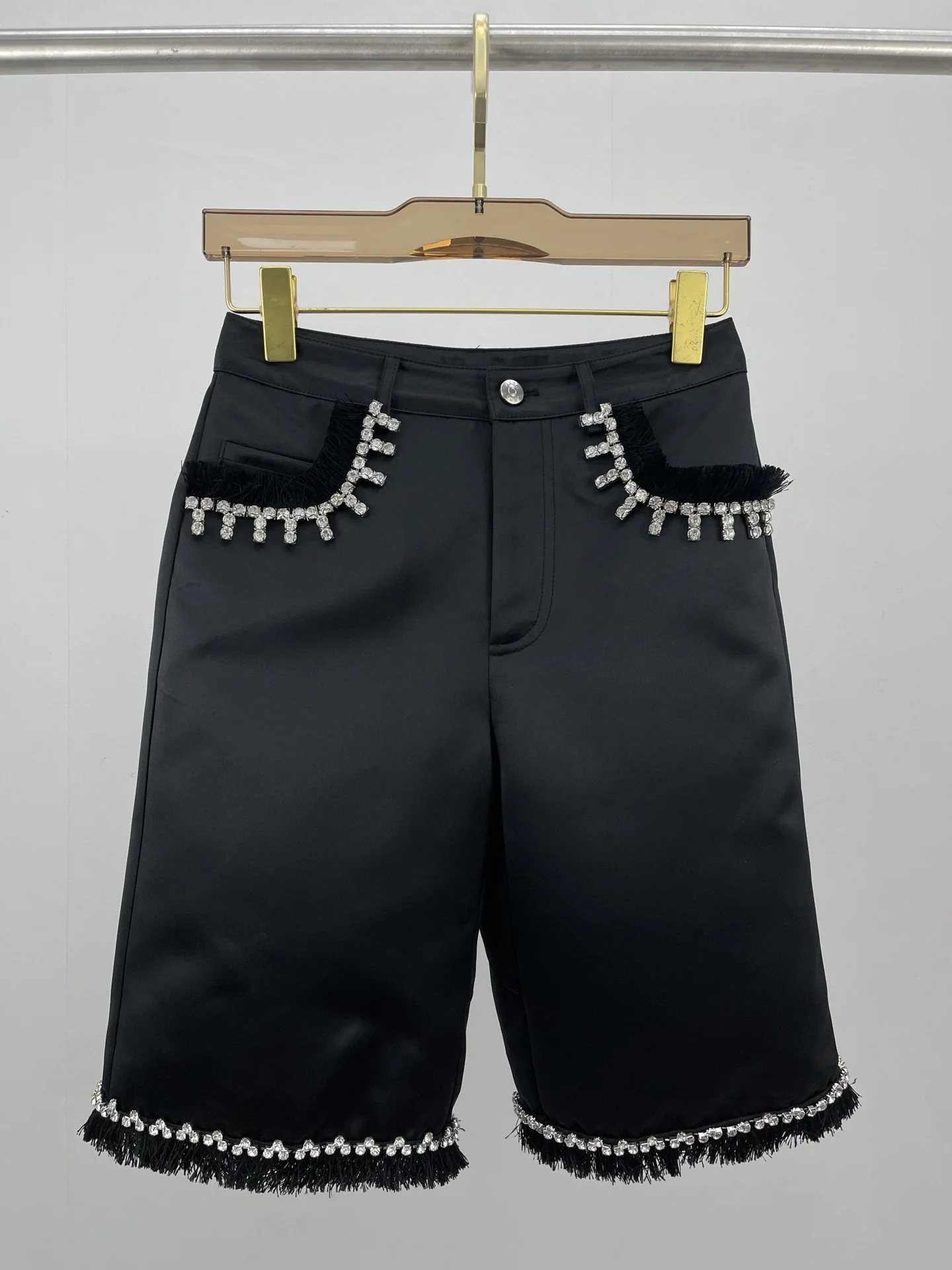 

2021 new women fashion loose diamond fringed shorts 0612