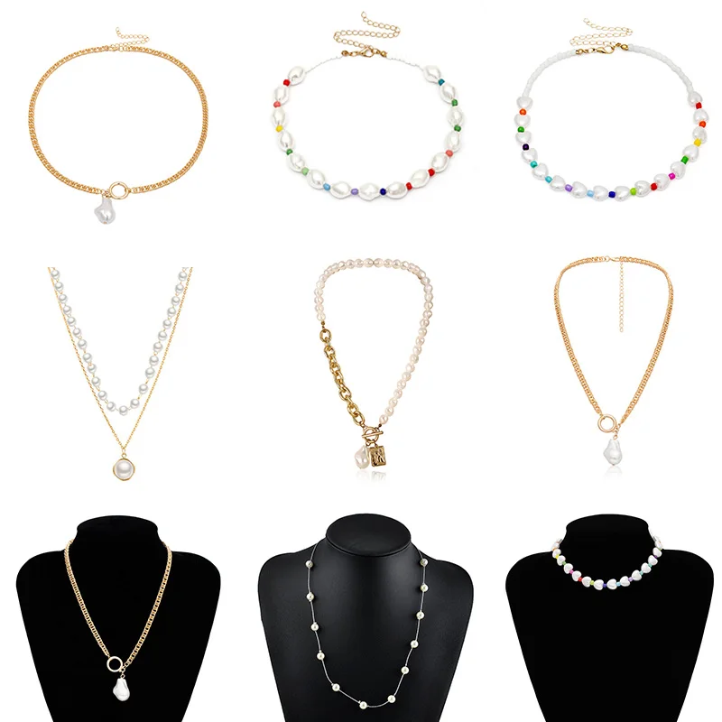

Vintage Pearl Choker Necklace For Women Fashion Summer White Imitation Pearl Necklaces 2021 Trend Elegant Wedding Jewelry